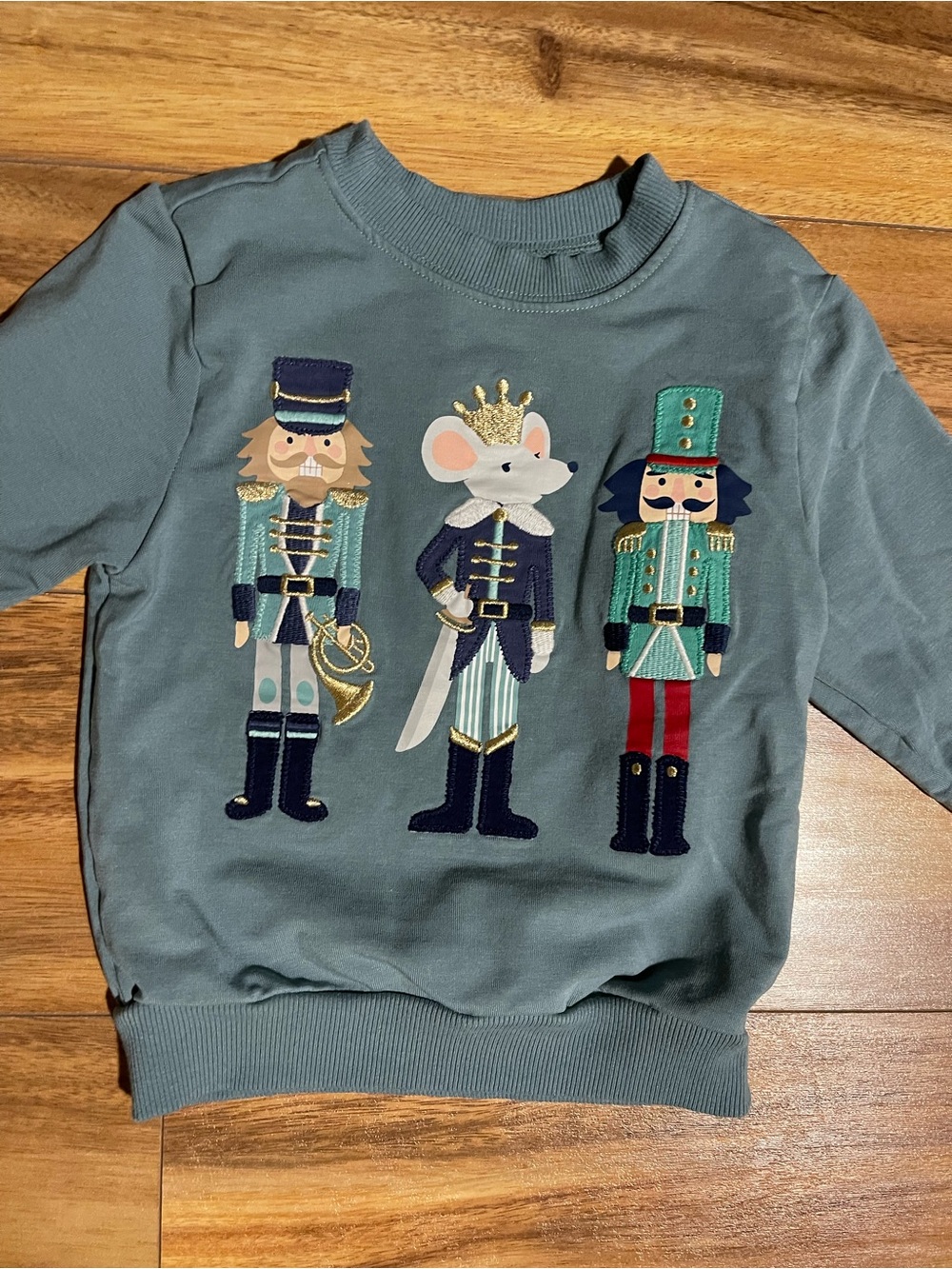 Little Sleepies Christmas Embroidered Appliqué Pullover - Slate Blue size 2T